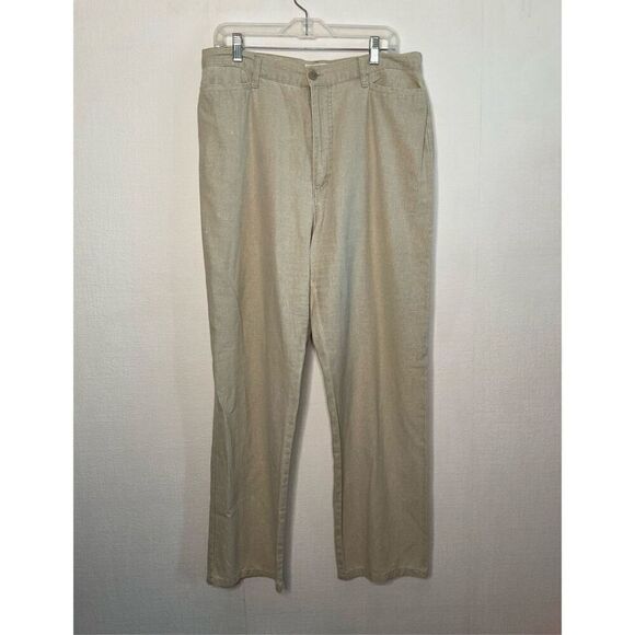 FDJ French‎ Dressing Women Linen / Cotton Pants Beige Gray Straight Leg Size 16 - Picture 2 of 11